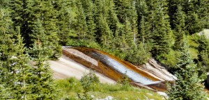 Just past the July campsite, Hallett Creek sails over what appears to be smooth sandstone.